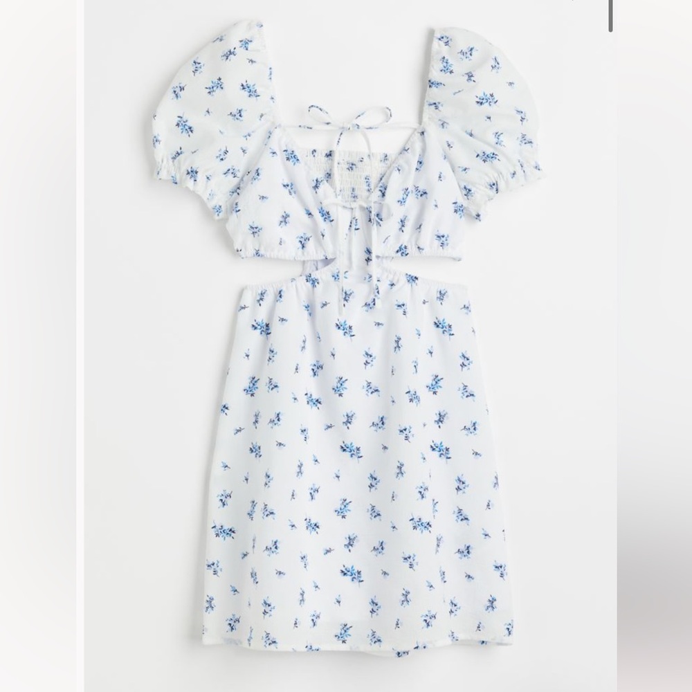 BNWT H&M white and floral cut-out dress
